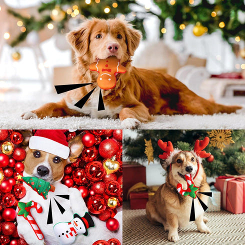 Leyndo 24 Pieces Christmas Squeaky Dog Toys Bulk, Interactive Teething Chew Toys for Christmas Dogs