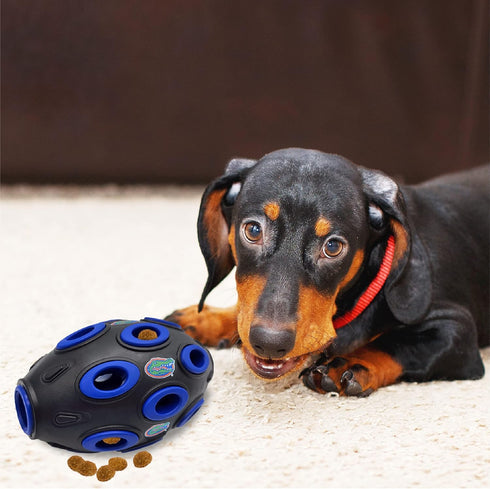 Pets First NCAA Florida Gators Football Treat Dispensing Toy for Dogs and Cats, Interactive Rubber Ball