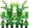 Fish Tank Accessories, 10pcs Green Plastic Plants for Aquarium Decor and Fish Tank Decorations