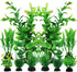 Fish Tank Accessories, 10pcs Green Plastic Plants for Aquarium Decor and Fish Tank Decorations