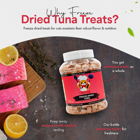 100% 3.5 oz Tuna Cat Treats, Wild Caught | Freeze Dried Dog Treats, High Protein | Grain-free, Single Ingredient Cat