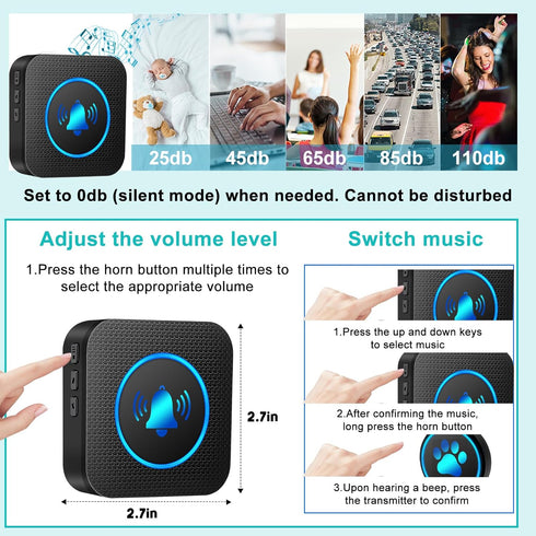 Yoiilifee 1000 IP65 60 (1 Dog Door Bell for Potty Training, Smart Wireless Doggie Doorbell to Go Outside, Feet Long