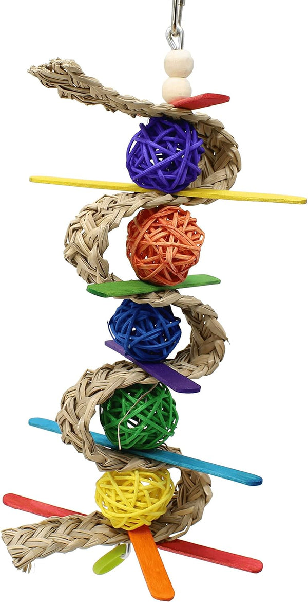 Bonka Bird Toys Chewballishous Parrot Bird Toy, 9.00" High x 4.00" Wide, for Conure Quaker Cockatiel