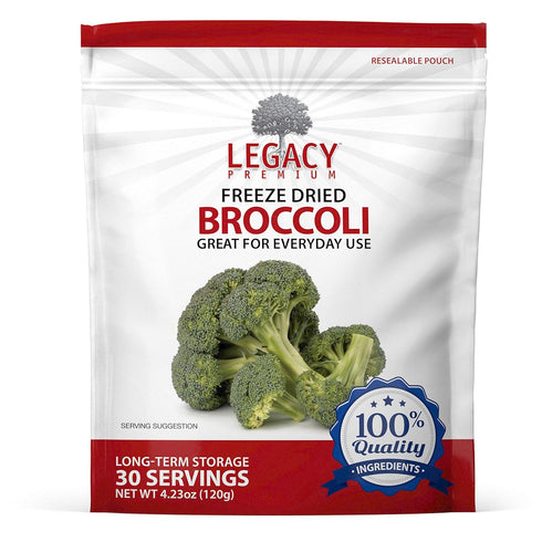 Legacy Essentials Freeze Dried Broccoli Florets- 15 Year Shelf Life for Emergency