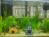Aquarium Decorations Fish Hideout House, Betta Cave with Green Lifelike Moss (Garden Shed)