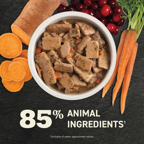 Pack: 12.8oz (6 Count, 3 ACANA Premium Chunks in Bone Broth Grain-Free Wet Dog Food Variety Beef + Poultry Recipes Cans