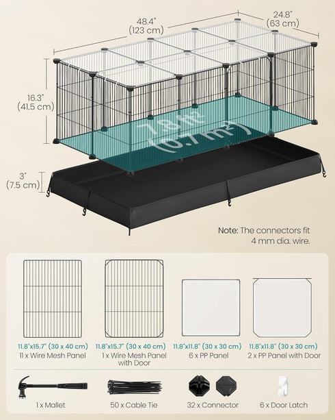 20 48.4 24.8 16.3 Inches, ULPI011BH01 SONGMICS Guinea Pig Cage, Rabbit Cage, Small Animal Playpen with Waterproof Mat