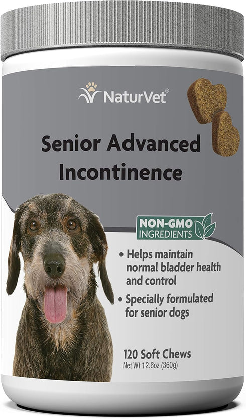 NaturVet Senior Advanced Incontinence Dog Supplement, 120 Ct - Supports Bladder Control and Normal Urination