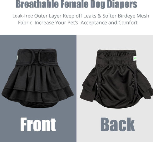 (3 Pack), wegreeco Dog Diapers Female Highly Absorbent Dog Diapers for Female Dogs, Washable in Heat, Incontinence