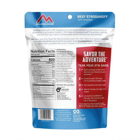1 Mountain House Beef Stroganoff Pro-Pak | High Protein | Freeze-Dried Camping Meal | No Artificial Flavors, Colors