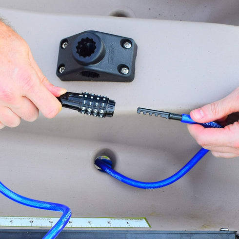 Weatherproof Straight Security Cable Lock (20ft) with Resettable Combination for Kayak, Bike, Equipment