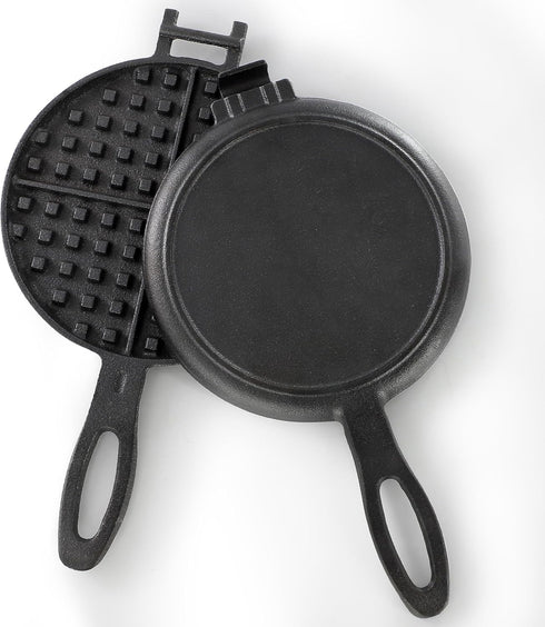 Megachef 6.7 Inch Round Cast Iron Pie Iron Outdoor/Camping Cookware with Long Handle