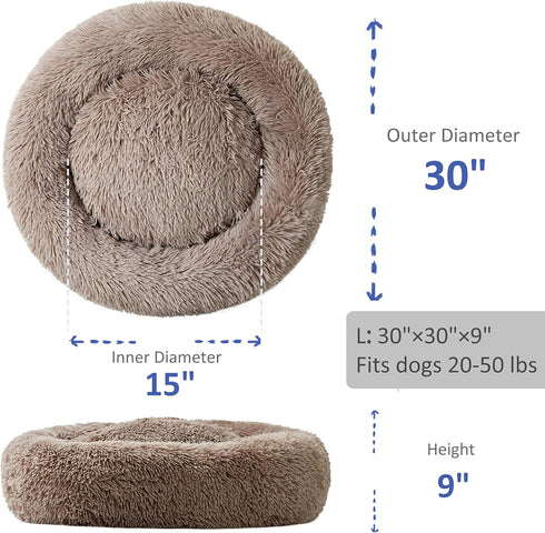 Washable Small Dog Round Bed, Comfy Donut Calming Cuddler Bed for Small Dogs