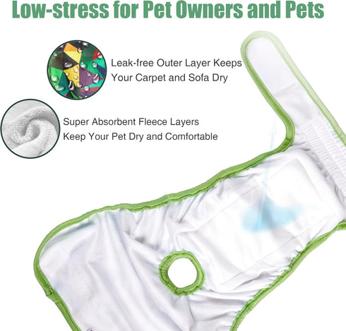 (3 Pack), wegreeco Washable Dog Diapers Highly Absorbent Dog Diapers Female for Doggie Puppy in Heat, Period
