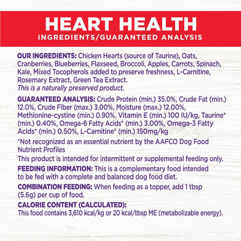 Wellness Bowl Boosters, Dog Food Topper for Small, Medium, & Large Breeds, Grain Free, Heart Health Chicken