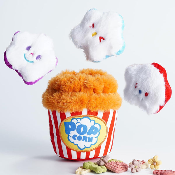 Nocciola Popcorn Squeaky Dog Toys - Hide and Seek Plush Interactive Dog Toys for Small and Medium Dogs