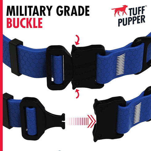 Tuff Pupper Waterproof Action Collar for Dogs, Heavy Duty Tear Proof Dog Collar with Rust-Proof Metal Hardware