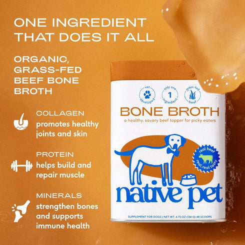 (4.75 oz) (8 oz.) Native Pet Beef Bone Broth for Dogs & Organic Pumpkin for Dogs - Dog Bone Broth Powder Food Topper