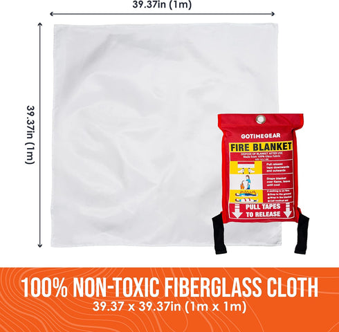 Go Time Gear Emergency Fire Blanket Kit for Home and Kitchen, Fire Retardant Survival Blanket Up to 1,200°F
