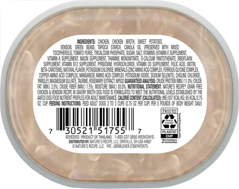Nature’s Recipe Grain Free Wet Dog Food, Chicken & Venison Recipe, 2.75 Ounce Cup (Pack of 12)