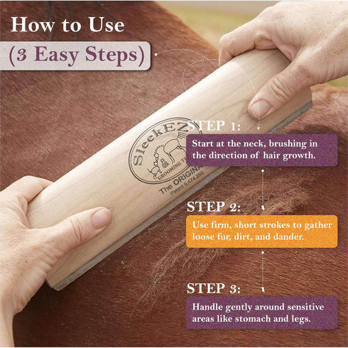 SleekEZ Deshedding Grooming Tool | Horse Brush for Grooming Kit | 10 Inch Pet Hair Removal Tool