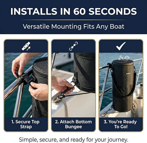 LUMERAM 2 100% 10-13 Premium Boat Trash Can with Side Pockets and Bottom Zipper Opening Odor & Leak Resistant Boat