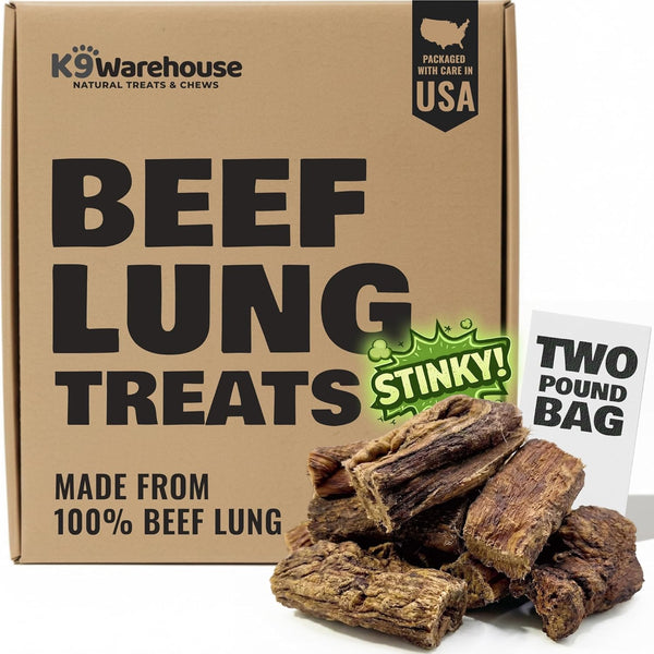 K9warehouse Beef Lung Dog Treats - Two Pounds - Dehydrated & Roasted