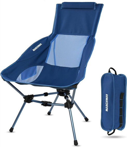 MARCHWAY Lightweight Folding High Back Camping Chair with Head Support, Stable Portable