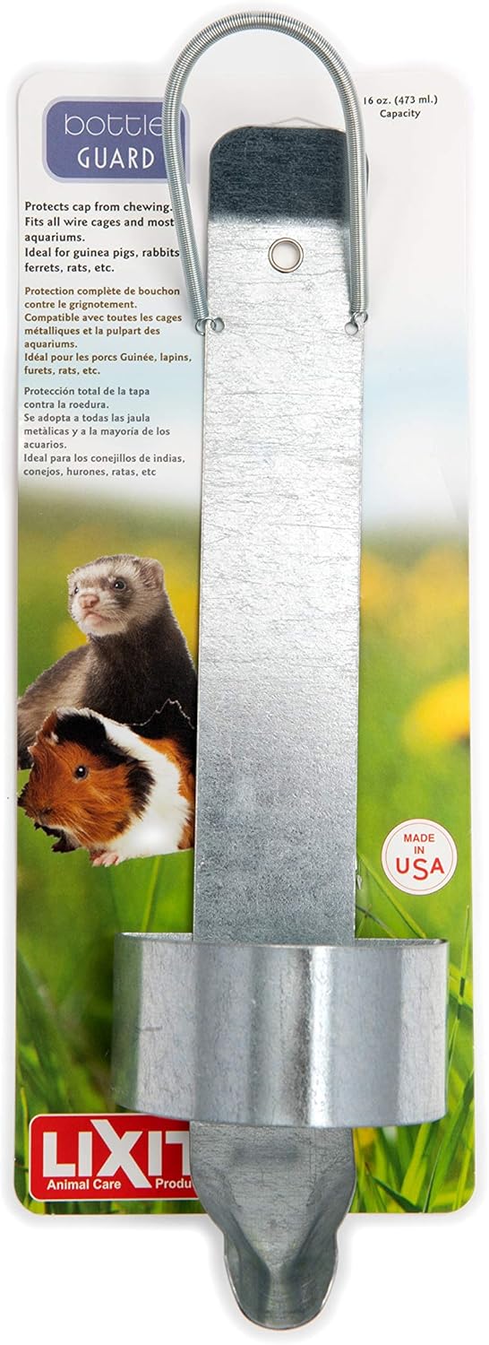 Lixit Wire and Aquarium Cage Water Bottle Chew Guard for Guinea Pigs, 16 oz, Rats, Rabbits, Ferrets, Hamsters