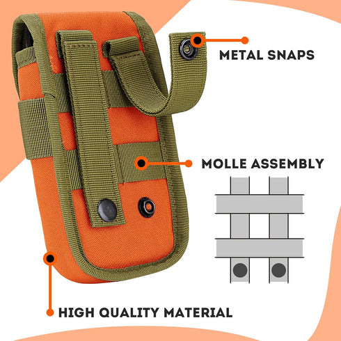 IronSeals Compact Tactical Molle Pouch | EDC Waist Pack Phone Holster for 4.7"-6.9" Phones with Card Slots