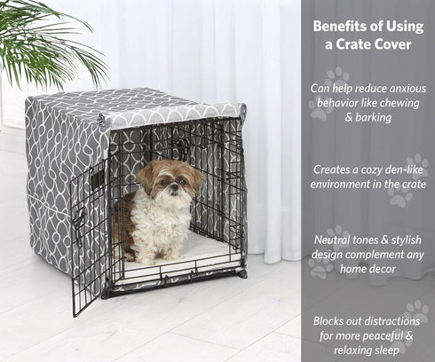 MidWest Homes for Pets Small Dog Crate Cover, Teflon Fabric Protector, Fits Most 24-inch Crates, Gray