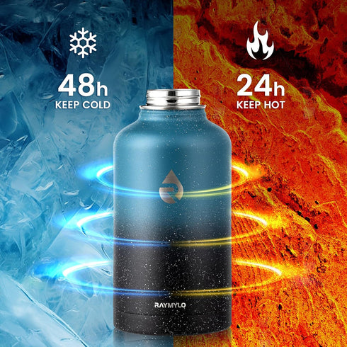 64oz 48H, RAYMYLO Insulated Water Bottle, Triple Wall Vacuum Stainless Steel Water Bottles - Keeps Cold Reusable Half