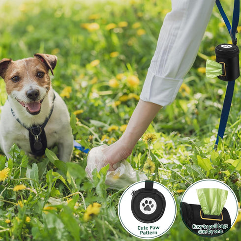 1680D Dog Poop Bag Holder for Leash - Doggy Poop Waste Bag Dispenser Zipper Pouch with Carabiner Clip, Nylon Oxford