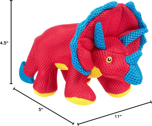 Durable Red Dino Frills Squeaky Dog Toy - Small Size