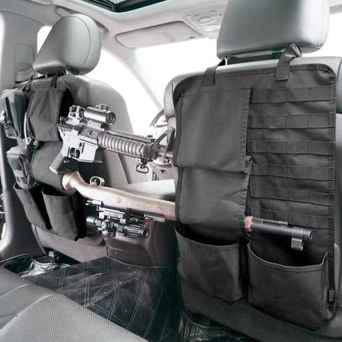 Tactical Car Seat Back Organizer with Molle Panel Vehicle Gun Holder - Seat Back Storage Cover for Rifle Hunting