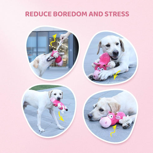 IOKHEIRA Dog Plush Toy for Large Aggressive Chewers, Indestructible Squeaky Stuffed Animals with Cotton