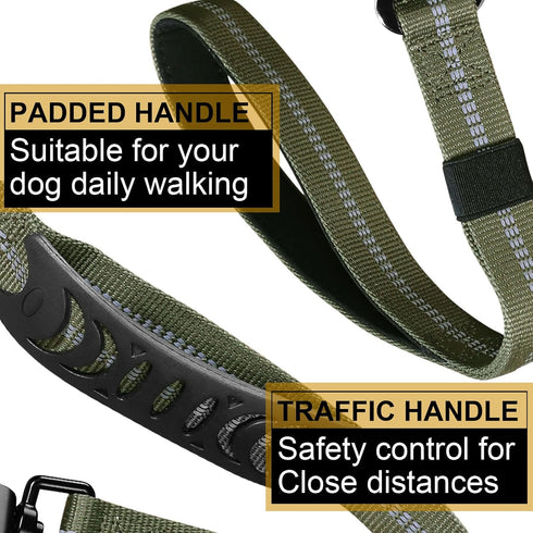 Heavy Duty Dog Leash with 2 Padded Handles & Easy Metal Clip, 4-6FT Shock Absorbing No Pull Leashes for Medium Large