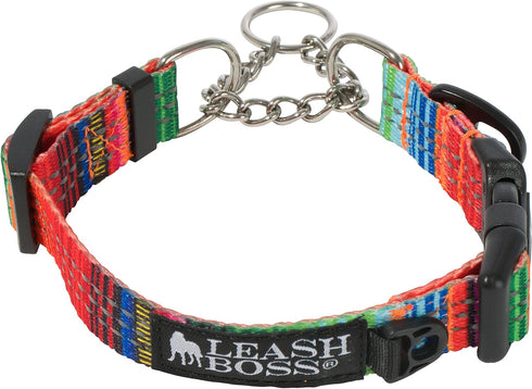 Leashboss Martingale Collar for Dogs - Reflective Nylon Training Collar for Large, Medium, and Small Dogs
