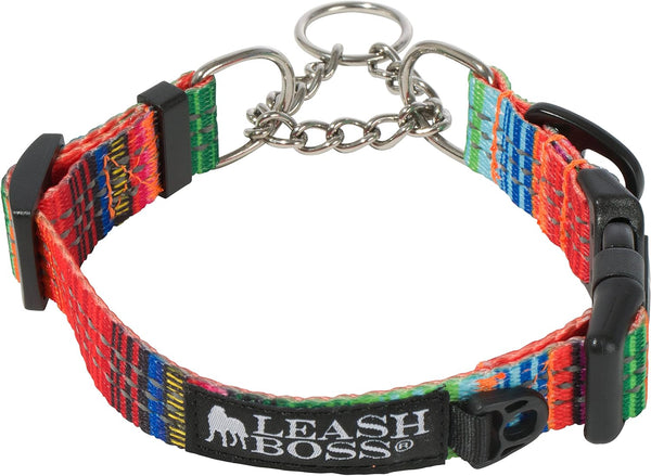 Leashboss Martingale Collar for Dogs - Reflective Nylon Training Collar for Large, Medium, and Small Dogs