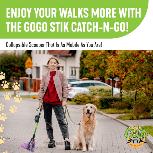 #1 2024,2026. 10-Yr GoGo Stik, Catch-N-Go! Consumer Reports Rated Ergonomic Scooper Catch Poo on Walks. Alum