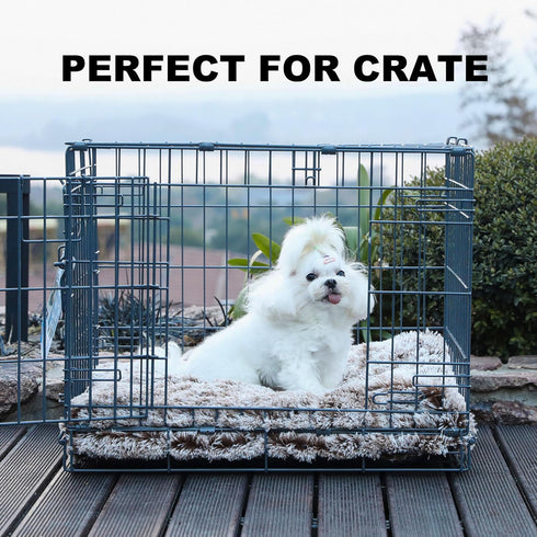 Waterproof Dog Crate Bed 17"x12" Brown, Plush Dog Bed with Removable Washable Cover for Small Dogs