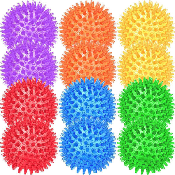 12 Pack 2.5 Inch Squeaky Dog Toy Balls, Spikey Chew Toys for Medium Large Small Dogs