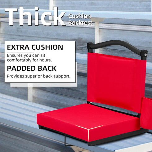 HABUTWAY Stadium Seats with Back Support and Thick Cushion Bleacher Seats with Backs and Cushion Wide, Stadium Chairs