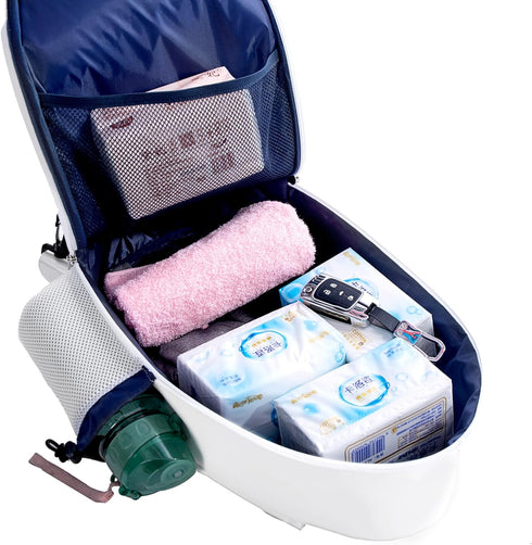 White PU One Shoulder Crossbody Tennis Backpack Sling Bag for Women with Water Bottle Holder
