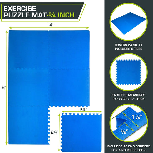 ProsourceFit Extra Thick Puzzle Exercise Mat, EVA Foam Interlocking Tiles for Home and Gym Flooring