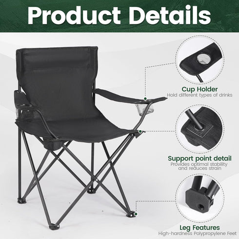 2 Pack Camping Chairs - Lightweight and Supportive Chairs for Adult and Lightweight Individuals - Compact, Durable