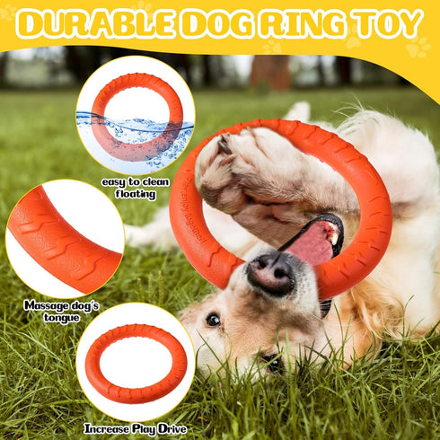 Jenaai 4 Pack Dog Training Ring - Durable Fetch Toys for Large Medium Dogs, Floating Dog Ring for Teeth Cleaning