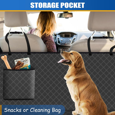 WoofKnows Hammock 54"x 58", Dog Car Seat Cover for Back Seat with Storage Pocket Dog Protects Against Dirt Seat Covers