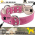 ADITYNA Heavy-Duty Pink Leather Dog Collar for Medium Dogs, Soft Lined Girl Collar for Walking, Training, Hiking
