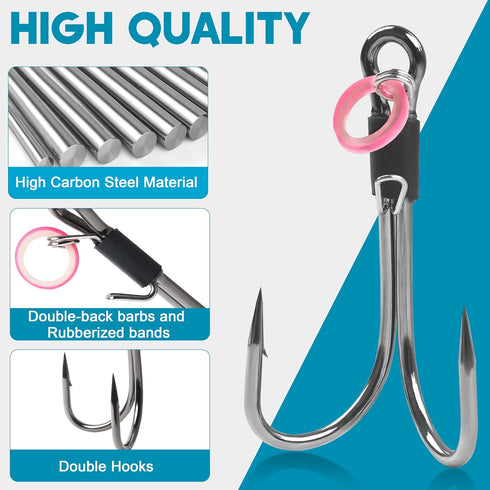 10pcs Live Shrimp Hooks, Double Fishing Hooks Shrimp Hooks Live Bait Holder Hooks Shrimp Walker Fishing Hooks Saltwater